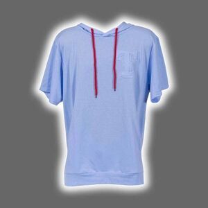 New Texas Rangers Embossed Short Sleeve Hoodie Size XL SGA 5-4-25 SGA Light Blue